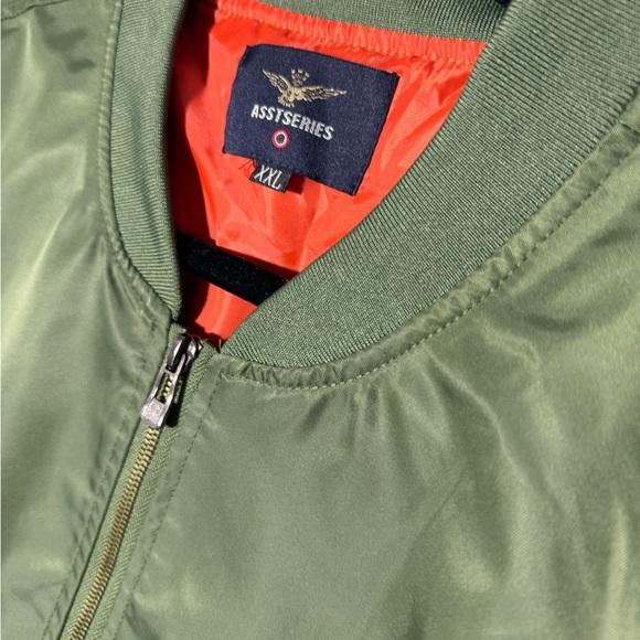 Asstseries military Bomber Jacket Green W/Orange Lining XXL US: L - Picture 2 of 4